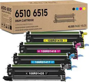 Phaser 6510 WorkCentre 6515 Drum Cartridge Replacement for Xerox 108R01417 108R01418 108R01419 108R01420 Drum Unit Phaser 6510 WorkCentre 6515 Printer Drum Unit 4-Pack (BK/C/M/Y)
