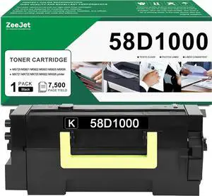 58D1000 Black Toner Cartridge Replacement for Lexmark 58D1000 Toner Cartridge for MS725 MS821 MS822 MS823 MS825 MS826 MX721 MX722 Printer Ink 1-Pack [7500 Pages]