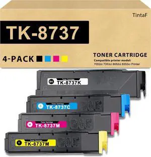 TK-8737 TK8737 Toner Cartridge Compatible for Kyocera TK-8737 TK-8737K TK-8737C TK-8737M TK-8737Y Toner Cartridge for TASKalfa 7052ci 7353ci 8052ci 8353ci Printer(4-Pack, Black,Yellow, Magenta, Cyan)