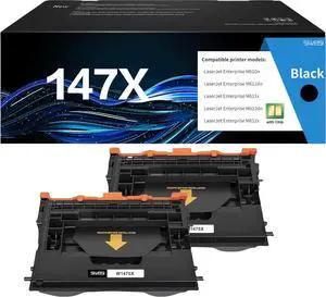 147X Black High-Yield Toner Cartridge Replacement for HP 147X W1470X Laserjet Enterprise M611 M611x M612 M612dn M612x MFP M634 M634h M635 M635fht M635h M636 M636fh, 2-Pack-New with New chip