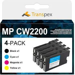 MP CW2200 Ink Cartridge Replacement for MP CW1200 2000 2200 Lanier MP CW2200 CW2201sp Savin MP CW2200 CW2201sp (4 Pack, 1Black 1Cyan 1Magenta 1Yellow)