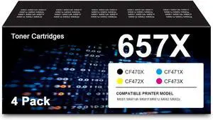 Remanufactured 657X Toner Cartridge Replacement for HP CF470X CF471X CF472X CF473X for HP M681 M681dh M681f M681z M682 M682z Printer(1BK/1C/1M/1Y,4 Pack)