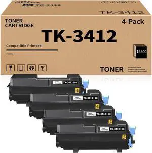 TK3412 High Yield Toner Cartridge Replacement for Kyocera TK-3412 TK3412 1T0C0X0US0 Toner Compatible with Kyocera PA5000x Printer ( Black , 4 Pack)
