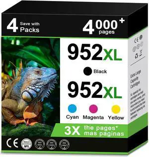 952XL Ink Cartridges Black Color Combo Pack Compatible for HP 952 XL for HP952 HP952XL for OfficeJet 8710 7740 8715 8720 8740 8702 8725 8210 7720 8730 8216 8700 8200 8728 Printer Cyan Magenta Yellow