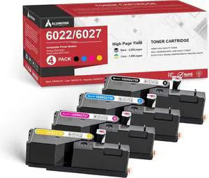 WorkCentre 6027 Phaser 6022 Toner Cartridge High Yield Set : 106R02759 106R02756 106R02757 106R02758 Replacement for Xerox WorkCentre 6025 Phaser 6020 Printer(4 Pack , Black/Cyan/Magenta/Yellow )