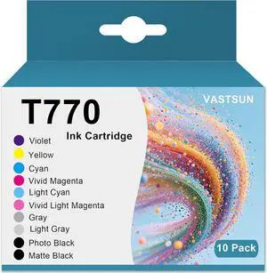 Remanufactured T770 770 Ink Cartridges 10 Pack Replacement for SureColor P700 SC-P700 Printer (T770020 T770120 T770220 T770320 T770420 T770520 T770620 T770720 T770820 T770920)