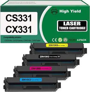 20N10 CS331 CX331 Toner Cartridge Set 20N10K0 20N10C0 20N10M0 20N10Y0 Compatible for CS331dw, CX331adwe, CS431dw, CX431adw Printers(4-Pack
