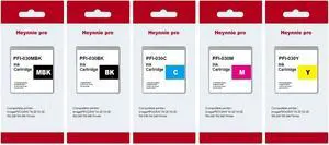 PFI-030 PFI 030 Ink Cartridge Compatible with Canon PFI030 PFI030MBK PFI030BK PFI030C PFI030M PFI030Y Ink Tank for imagePROGRAF TA-20 TA-30 TM-240 TM-340 Printer (5 Pack, MBK BK C M Y)