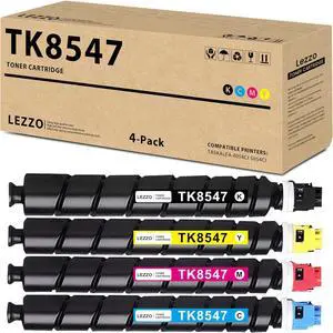 Lezzo TK-8547 Toner Cartridge 4-Pack TK-8547K TK-8547C TK-8547M TK-8547Y Toner Replacement for Kycoera TK8547 Toner Cartridge for TASKalfa 4054ci 5054ci Printer(Black Cyan Magenta Yellow)