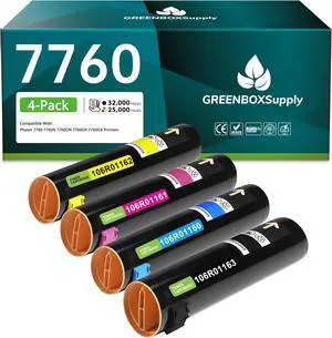 Comaptible Phaser 7760 Toner Cartridge Bundle (4-Items, K/C/M/Y) Replacement for Xerox 7760 Toner Cartridge for Phaser 7760 7760N 7760DN 7760DX 7760GX Printer, 106R01163 106R01160 106R01161 106R01162