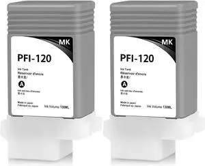 PFI-120MBK Ink Cartridge 130ml 2Pack Replacement for Canon PFI-120 Compatible with Canon ImagePrograf TM-300 TM-305 TM-200 TM-205 Printers (2Matte Black)