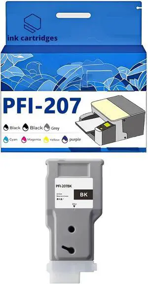 PFI-207 PFI-207MBK PFI-207BK PFI-207C PFI-207M PFI-207Y Ink Cartridges Compatible for Canon IPF680 IPF685 IPF780 IPF785 Inkjet Printers, Leak-Proof Design Crisp Printing 1 Pack Black