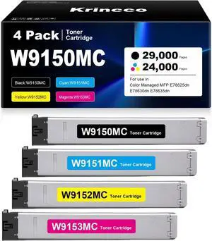 High Yield Remanufactured W9150 W9150MC Toner Cartridge Replacement for HP W9150MC W9151MC W9152MC W9153MC for HP Color Managed MFP E78625dn E78630dn E78635dn Printer (4 Pack)
