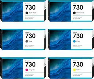 Remanufactured 730 Ink Cartridges Replacement For hp730 hp 730 ink cartridge 300ml 6-pack C P2V68A M P2V69A Y P2V70A MBk P2V71A G P2V72A PBk P2V73A for DesignJet T1600 T1700 T2600