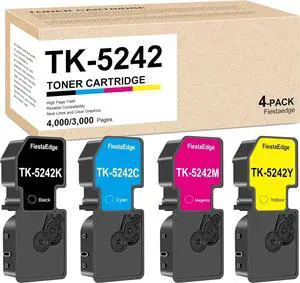 TK5242 TK-5242 Toner Cartridge Set 4-Color TK-5242K TK-5242C TK-5242M TK-5242Y Replacement for Kyocera TK-5242 Toner for P5026cdn P5026cdw M5526cdn M5526cdw Printer
