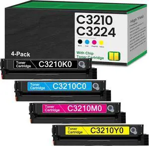C3224 C3326 C3210 High Yield Toner Cartridges (New Chip) 4-Color Remanufactured C3210K0 C3210C0 C3210M0 C3210Y0 Replacement for Lexmark C3224 for C3326 C3426 MC3224 MC3326 Series Printer