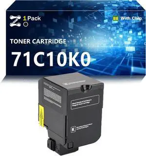 CS730 Toner Cartridge Compatible for Lexmark CS730 71C10K0 71C10C0 71C10M0 71C10Y0 Toner Cartridge for Lexmark CS730 CS735 CS737 CX730 CX735 CX737 Printers 1 Black