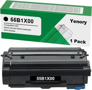 Remanufactured 55B1X00 Black Extra High Yield 15,000 Page-Yield Toner Cartridge Replacement for Lexmark 55B1X00 55B1000 55B1H00 Work for MS431 MX431 MX432 Laser Printer (1 Pack)