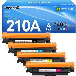 210A Toner Cartridge 4-Pack HP210A W2100A W2101A W2102A W2103A High-Capacity Replacement Compatible for HP Color LaserJet Pro 4201dn 4201dw MFP 4301fdn 4301fdw | 210 Black&Color Set, with Chip