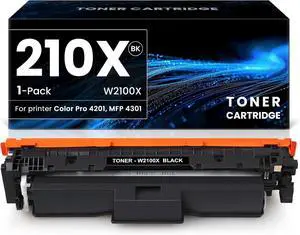 210X Black High-Yield Toner Cartridge Compatible Replacement for HP 210X W2100X 210A W2100A Works Color Pro MFP 4301 4201 Series 4201dw 4201dn MFP 4301fdw 4301fdn 4301dw Printer 1-Pack Show Ink Level