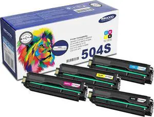 CLT-K504S C504S M504S Y504S BK/C/M/Y Toner Cartridge (With Chip) Replacement Compatible for Samsung Xpress C1810W C1860FW CLX-4195 4195FW 4195N 4195FW 4170 CLP 415 415N 415NW 470 475 Printers (4 Pack)