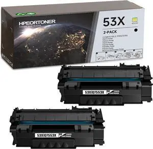 53X | Q7553X Black Toner Cartridge (with chip) : 2 Pack 53X High Capacity Toner Cartridge (7,800 Pages) Replacement for HP 53X for P2014 P2014n P2015 P2015d P2015dn P2015x M2727nf Printer