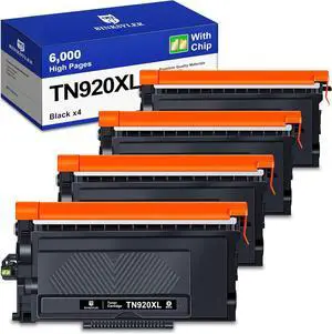 4-Pack TN920 TN920XL Toner for Brother Printer HL-L6210DWT HL-L5710DN HL-L5210DW High Yield (4X Black)