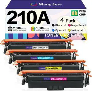 210A Toner Cartridges 4 Pack with Chip Compatible for HP 210A/210X W2100A/W2100X High Yield Replacement for Color Laserjet Pro MFP 4301fdw/4301fdn/4201dw/4201dn Series Printer (4-Pack, BCMY)