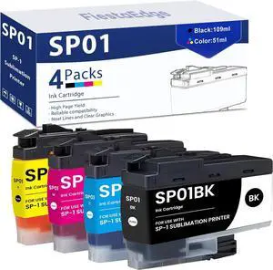 SP01 SP-01 SP-1 Sublimation Ink Cartridge High Capacity 4-Pack SP01BKS SP01CS SP01MS SP01YS Ink Cartridge Replacement for Brother SP1 SP-1 Sublimation Printer - SP01BKS (109ML) SP01CS (51ML)