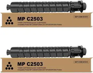 Remanufactured MP C2503 MP C2504 MP C2003 MP C2004 Toner Cartridge Replacement for Ricoh C2503H 841918 for Lanier Savin MP C2003 C2004 C2503 C2504 Printer (2 Pack, 2 BK)
