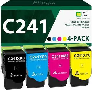 Remanufactured C241 Toner Cartridge (4-Pack) Extra High Yield Replacement for Lexmark C241 Toner C241XK0 C241XC0 C241XM0 C241XY0 Work with C2325 C2425 C2535 MC2325 MC2425 MC2535 MC2640 Printer Toner