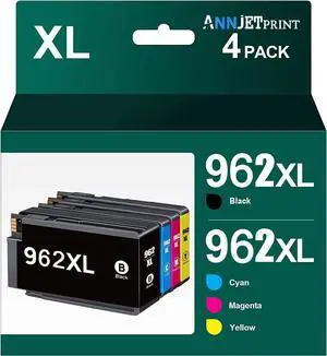 962XL 962 XL Ink Cartridges for HP Printers Replacement for HP 962XL Ink Cartridges Combo Pack HP962 Work for HP Officejet Pro 9010 9015 9018 9020 Printers(Black and Color 4 Pack)