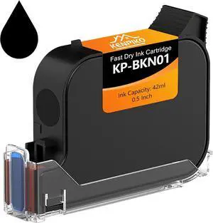 42ml Fast Dry Ink Cartridge KP-BKN01 for Handheld Inkjet Printer KP-N01 0.5inch/12.7mm Solvent Quick-Drying Ink Cartridge Replacement - Black