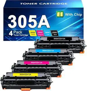 305A Black Cyan Magenta Yellow Set Replacement for HP 305A Toner Cartridge 4-Piece Combo Pack Works with Laserjet Pro 400 Color M451dn M451nw M451dw M475dn M475dw 300 Color M351A M375nw Series Printer