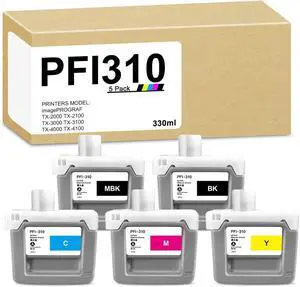 PFI-310MBK PFI-310BK PFI-310C PFI-310M PFI-310Y Replacement for Canon PFI 310 Ink Cartridge 330ml for imagePROGRAF TX-2000 TX-3000 TX-4000 TX-2100 TX-3100 TX-4100