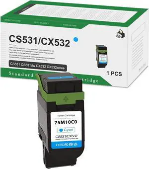 75M10C0 Cyan Standard Yield Toner Cartridge Replacement for Lexmark CS531 CS531dw CX532 CX532adwe Printers 1-Pack