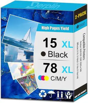 15XL 78XL 15 78 High Yield Ink Cartridge Use for Deskjet 920 940 3820 PSC 720 750 Officejet V30 V40 Printers (1 Black 1 Tri-Color)