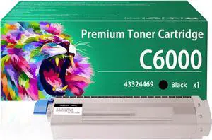 C6000 C6050 Toner Cartridge Compatible for OKI 43324469 Black Toner Cartridges Work for OKI C6000 C6000n C6000dn C6050 C6050dn C6050n Printers