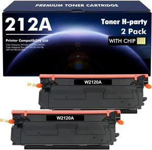 212A 212X Black Toner Cartridges 2 Pack (with Chip) Compatible for HP 212A Black Toner Cartridge 212X W2120X for HP Color Enterprise M554dn M555dn M555x M554 M555 MFP M578 Series Printer Ink (2 Pack)