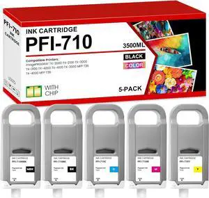 PFI-710 Ink Cartridge 700ml 5-Pack PFI-710MBK PFI-710BK PFI-710C PFI-710M PFI-710Y Ink Replacement for Canon 2353C001 2354C001 2355C001 2356C001 2357C001 for iPF TX-2000 2100 3000 3100 4000 Printer
