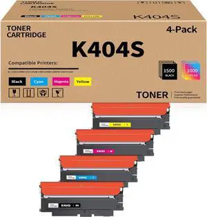K404S High Yield Toner Cartridge Replacement for Samsung 404 404S CLT-K404S Compatible with SAMSUNG Xpress SL-C430 C430W C432 C433W C480 C480W C480FW C483 Printer (Black,Cyan, Magenta, Yellow, 4 Pack)