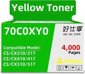 CS310 CS410 CS510 CX310 CX410 CX510 70C1HK0 71B1HK0 Toner Cartridge Compatible with Lexmark CS317 CS317dn CS417 CS417dn CS517 CX317 CX317dn CX417de CX517de Printer (Yellow Toner-4000Pages)