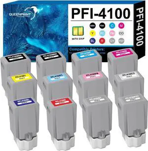 PFI-4100 Ink Cartridges - for Canon PFI 4100 Ink Compatible for Canon imagePROGRAF PRO 1100 Printer, MBK, PBK, C, M, Y, R, GY, B, PGY, PC, PM, CO-12-Pack PFI-4100 Ink Cartridges - for Canon PFI 4100 Ink Compatible for Canon imagePROGRAF PRO 1100 Printer, MBK, PBK, C, M, Y, R, GY, B, PGY, PC, PM, CO-12-Pack