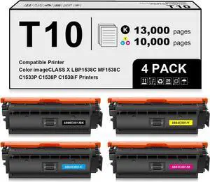 T10 Toner Cartridge Set Replacement for Canon T10 T10l 4566C001 4565C001 4564C001 4563C001 for imageCLASS X LBP1538C MF1538C C1533P C1538P C1538iF Printers (4-Pack,BK C Y M)