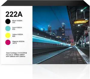 222A Toner Cartridge 4-Pack for HP 3288dw 3288dn MFP 3388sdw 3388fdw 3388fdn  Compatible Replacement W2220A W2221A W2223A W2222A (BK/C/M/Y)