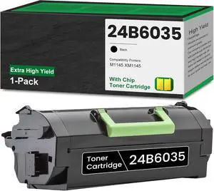 24B6035 Black Toner 16,000 Pages Remanufactured 24B6035 Extra High Yield Replacement for Lexmark 24B6035 Toner for M1145 XM1145 Printer, 1-Pack