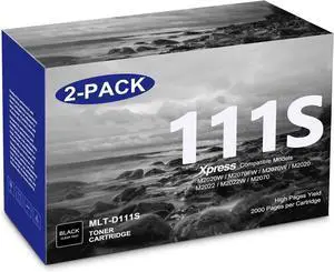 MLT-D111S High Yield Toner Cartridge 2 Pack Replacement for Samsung 111S D111S MLTD111S Toner Work with Xpress M2020W M2020 M2022 M2022W M2070 M2070F M2070FW Printer (Black)