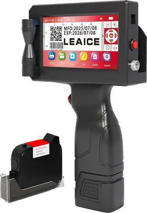 Handheld Inkjet Printer, 1 inch/25.4 mm Print Height Handheld Printer Gun with 72ml Quick-Drying Ink Cartridge for Batch Number Date QR Codes Barcodes Labels Logo Printing on Diverse Materials