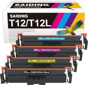 SAIDING Compatible T12 T12L Toner Cartridge 5095C005AA 5096C005AA 5097C005AA 5098C005AA Replacement for Canon Color imageCLASS X LBP1333C MF1333C i-SENSYS X C1333i C1333iF C1333P(New Chip)