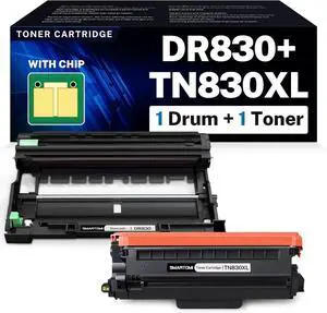 Compatible TN830XL Toner Cartridge and DR830 Drum Unit Replacement for Brother TN830 TN830XL DR-830 Work with DCP-L2640DW HL-L2400D HL-L2405W HL-L2460DW HL-L2480DW MFC-L2820DW Printer(2 Pack)